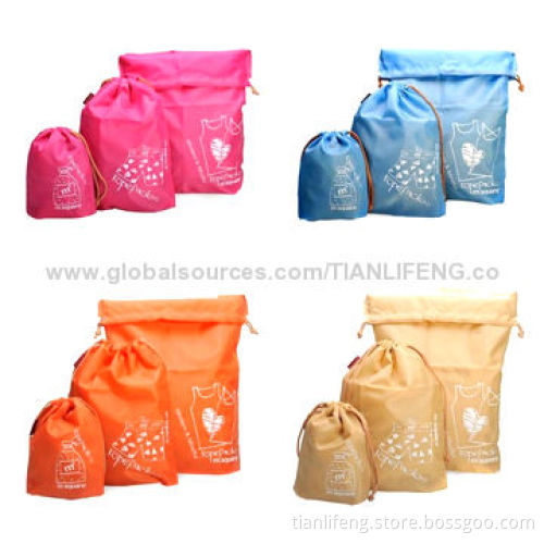 Travel toiletry bag with drawstring, 3 sets